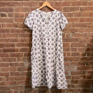 LOFT floral cotton blend midi dress